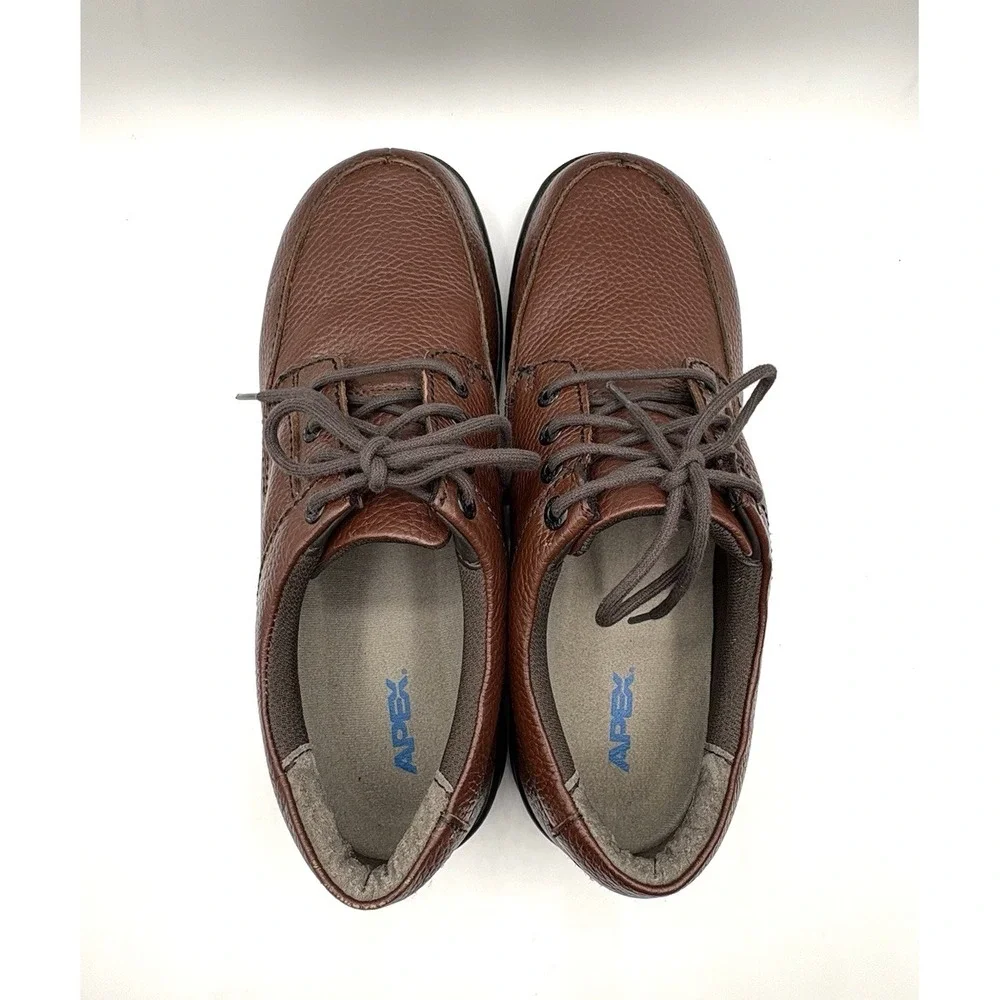 APEX Ariya Moc Toe Shoe Men's Size 12M Brown‎ Leather Ultra Comfort Lace Up